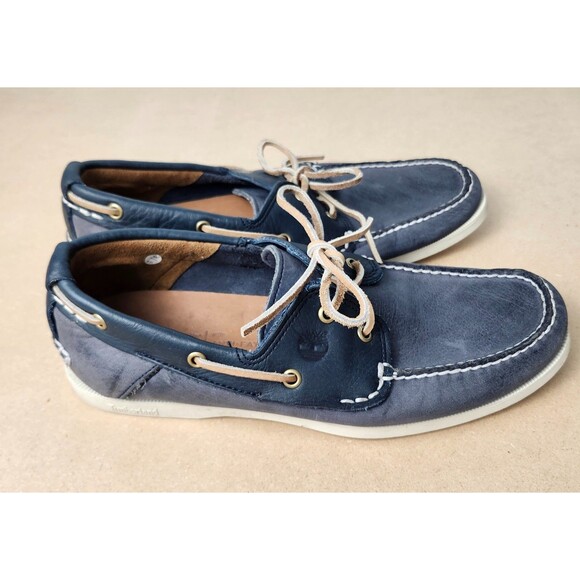 Timberland Boat Shoes 9M Navy Leather 6367A Anti-Fatigue Classic Preppy - Picture 5 of 9